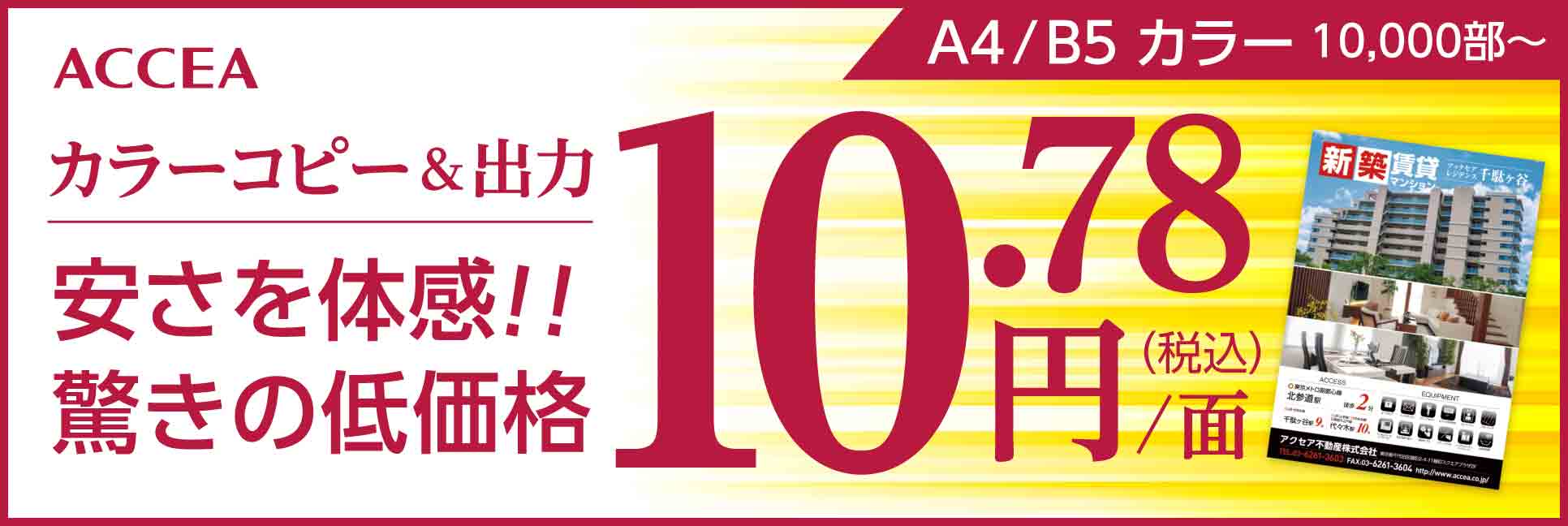 カラーコピー・出力 A5/B5 カラー 新価格 9.8円（税別）