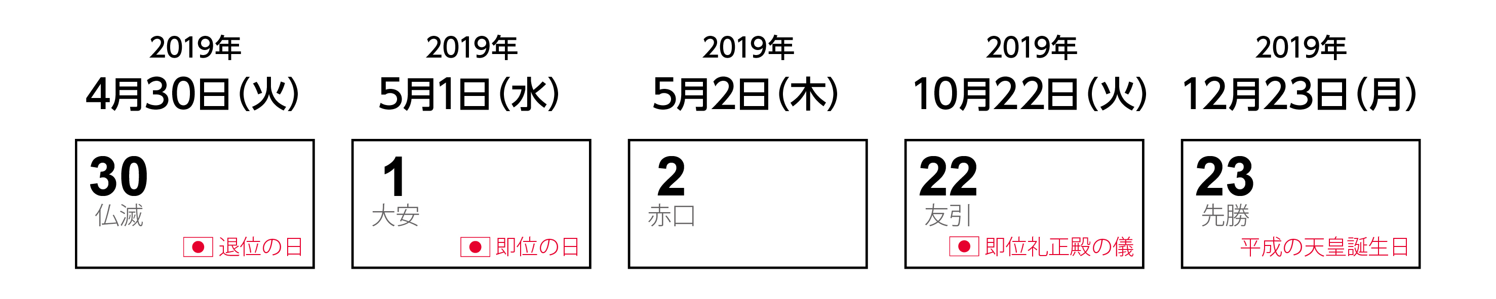2019年カレンダーの新元号・祝日について