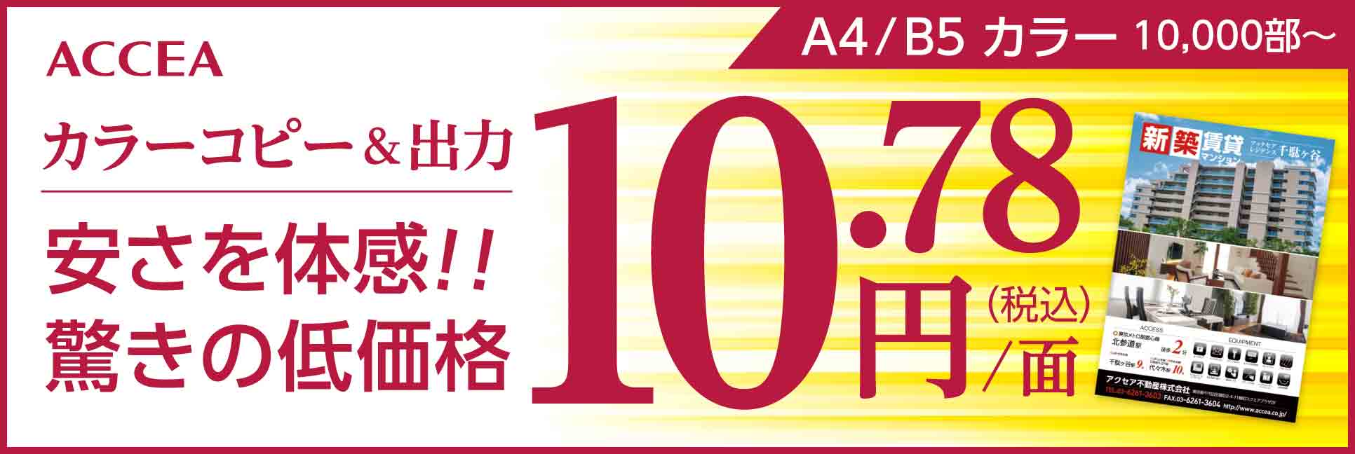 カラーコピー・出力 A5/B5 カラー 新価格 9.8円(税別)