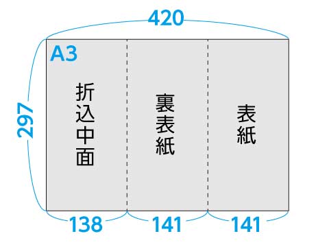 A3 巻き三つ折り