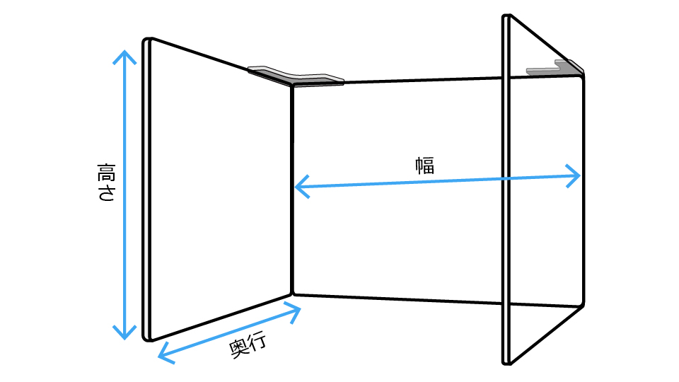 アクリル板 デスク間仕切り型 コの字タイプ