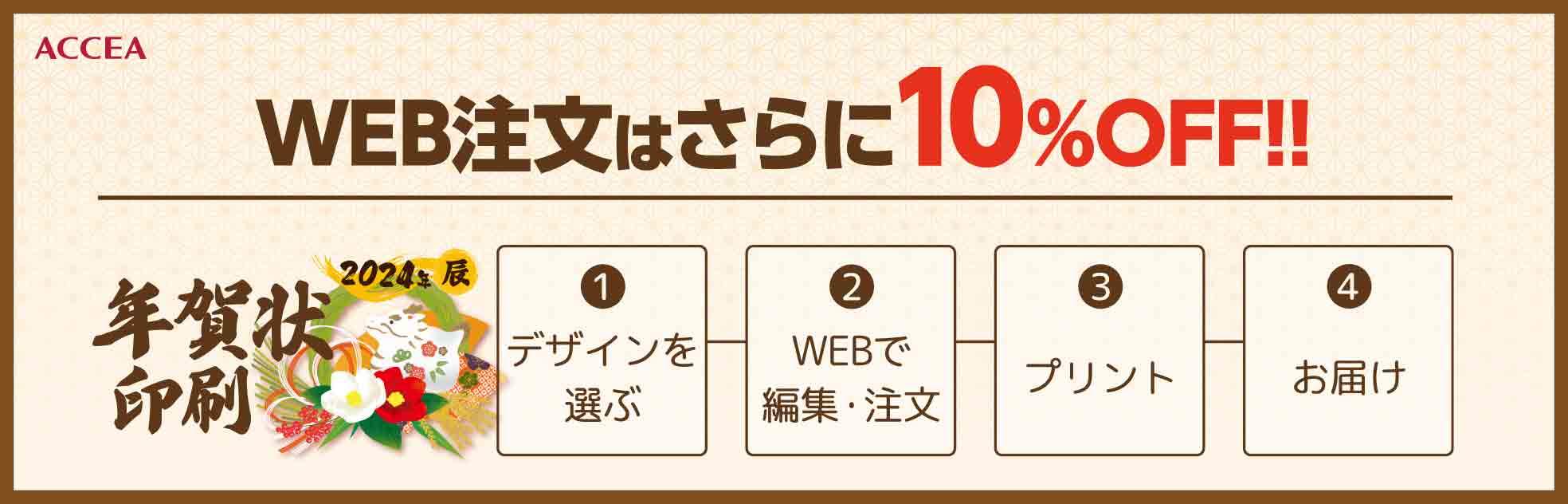 ネットで簡単注文年賀状印刷WEB注文はさらに10%OFF! デザインを選んで編集・プリント注文お届けまでワンストップ！